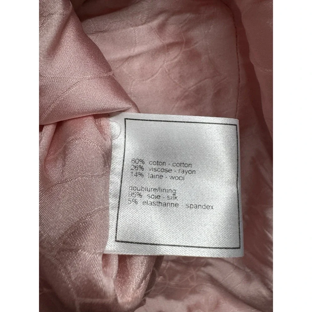 Chanel Vintage‎ 2004 Cruise 'COCO' Baby Pink Cotton Boucle Blazer Jacket 38
